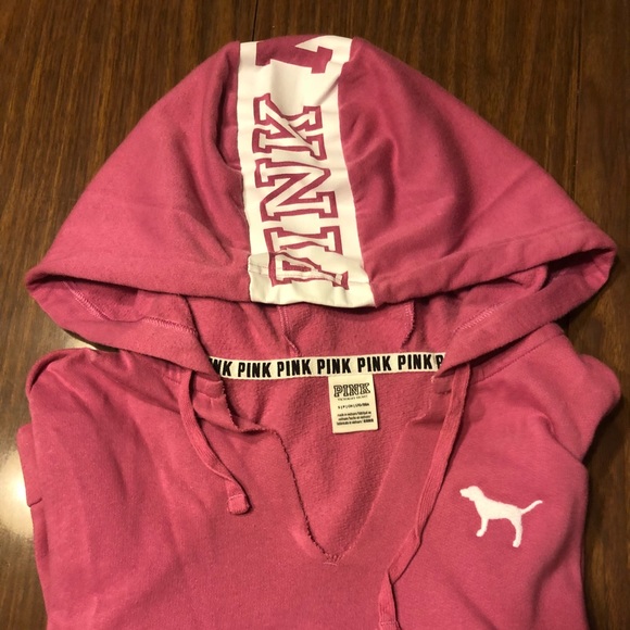 Victorias Secret Pink Hoodie V Neck Sweatshirt